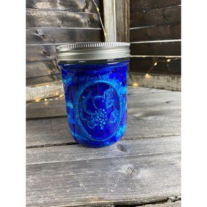 Storage Organization Trinket Quart Mason Jar Resin Blue Silver Marbled Swirl